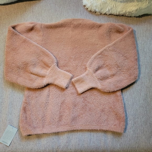 MAISIE Franco Fuzzy Sleeve Sweater In Dusty Pink SZ Med - Picture 4 of 5
